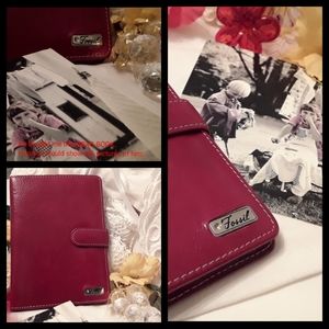 NWTAGS FOSSIL RED GENUINE LEATHER BRAG BOOK 4x6"
